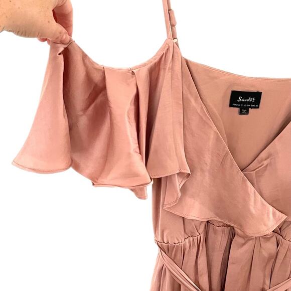 Bardot Cold Shoulder High Low Slip Dress Sz 8 - Picture 4 of 11